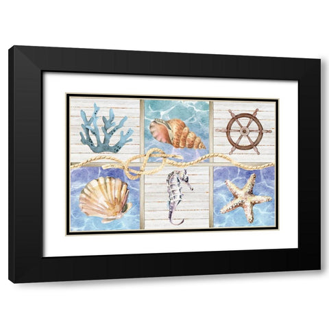 Coastal Black Modern Wood Framed Art Print with Double Matting by ND Art