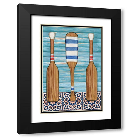 Oars Black Modern Wood Framed Art Print with Double Matting by ND Art