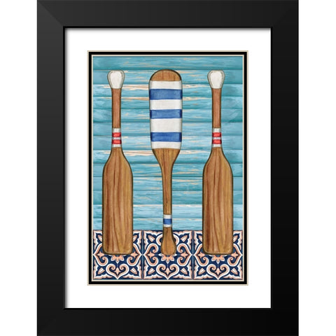 Oars Black Modern Wood Framed Art Print with Double Matting by ND Art