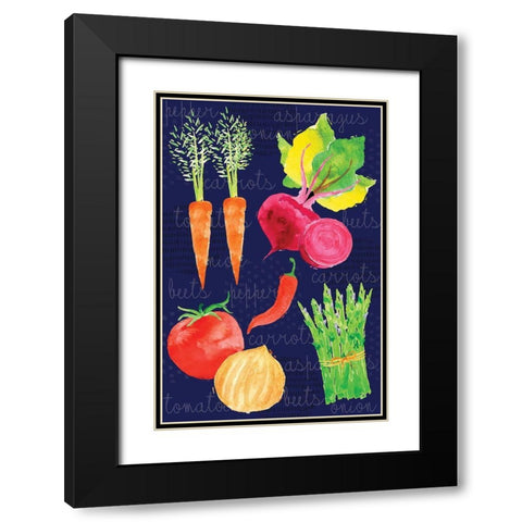 Kitchen Veggies I Black Modern Wood Framed Art Print with Double Matting by ND Art