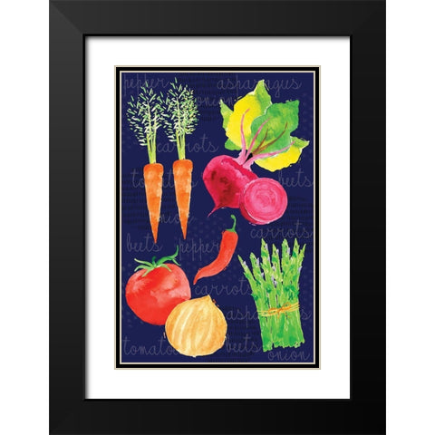 Kitchen Veggies I Black Modern Wood Framed Art Print with Double Matting by ND Art