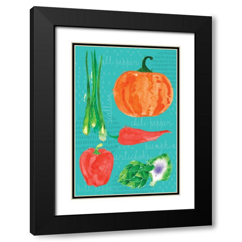Kitchen Veggies II Black Modern Wood Framed Art Print with Double Matting by ND Art