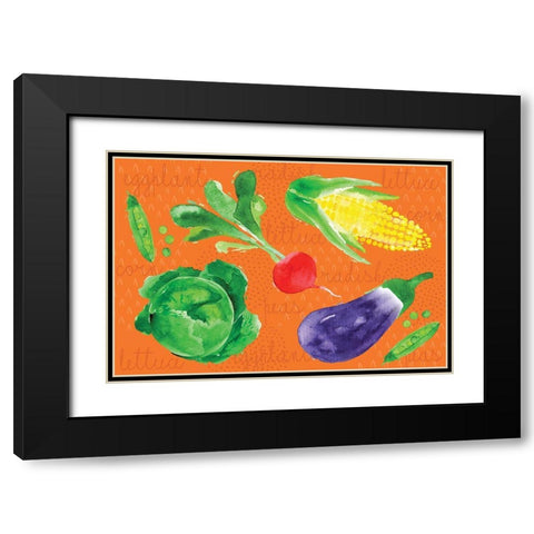 Kitchen Veggies III Black Modern Wood Framed Art Print with Double Matting by ND Art