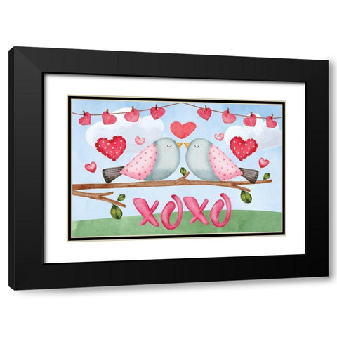 XOXO Black Modern Wood Framed Art Print with Double Matting by ND Art