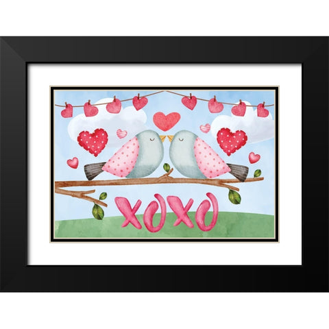 XOXO Black Modern Wood Framed Art Print with Double Matting by ND Art