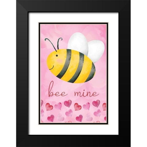 Bee Mine Black Modern Wood Framed Art Print with Double Matting by ND Art