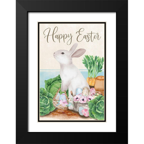 Happy Easter Black Modern Wood Framed Art Print with Double Matting by ND Art