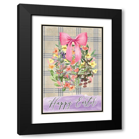 Happy Easter Black Modern Wood Framed Art Print with Double Matting by ND Art