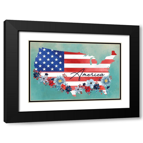 America Black Modern Wood Framed Art Print with Double Matting by ND Art