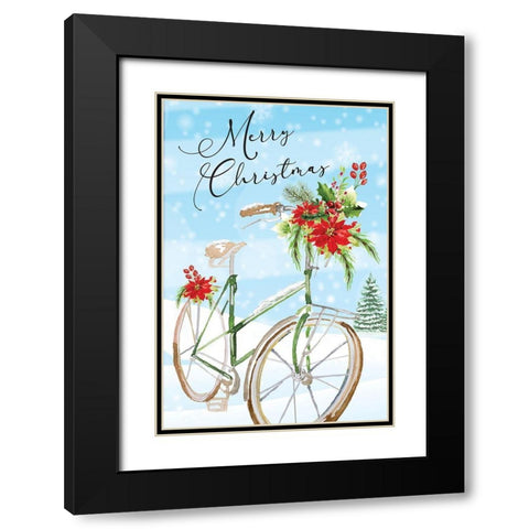 Merry Christmas Black Modern Wood Framed Art Print with Double Matting by ND Art
