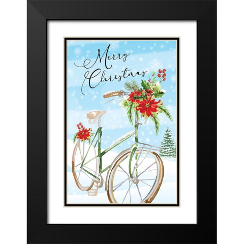 Merry Christmas Black Modern Wood Framed Art Print with Double Matting by ND Art