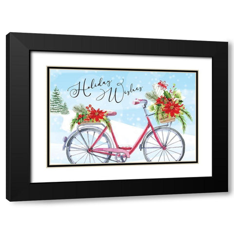 Holiday Wishes Black Modern Wood Framed Art Print with Double Matting by ND Art