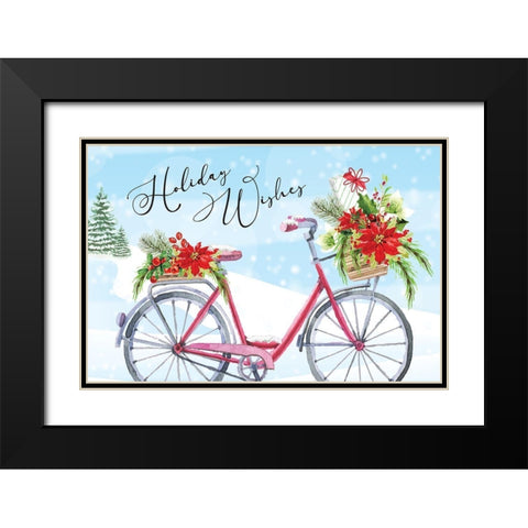 Holiday Wishes Black Modern Wood Framed Art Print with Double Matting by ND Art