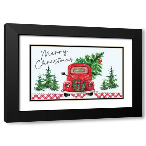 Merry Christmas Black Modern Wood Framed Art Print with Double Matting by ND Art