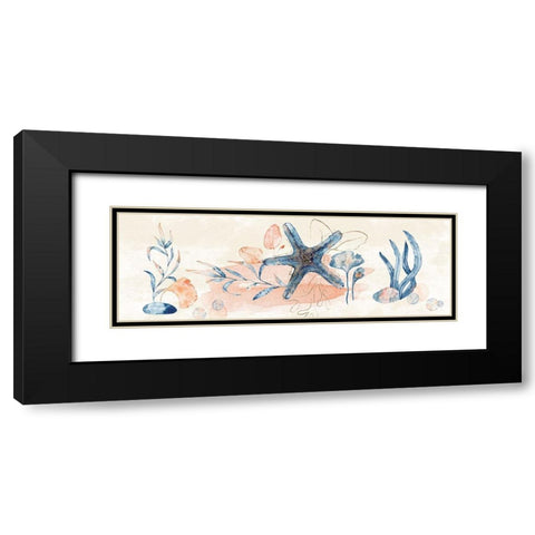 Ocean Blue Black Modern Wood Framed Art Print with Double Matting by ND Art
