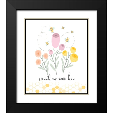 Sweet as Can Bee Black Modern Wood Framed Art Print with Double Matting by ND Art