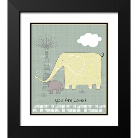 Loved Elephant Black Modern Wood Framed Art Print with Double Matting by ND Art