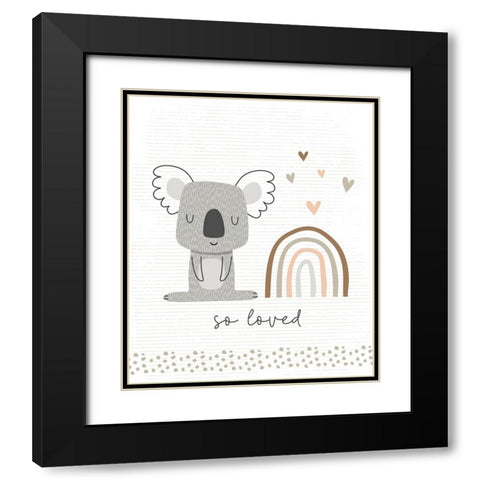 So Loved Koala Black Modern Wood Framed Art Print with Double Matting by ND Art