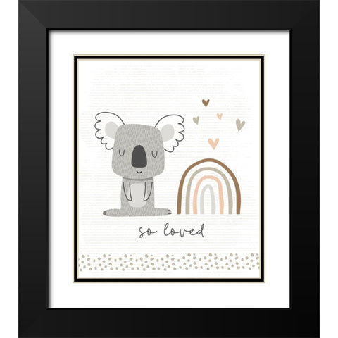 So Loved Koala Black Modern Wood Framed Art Print with Double Matting by ND Art