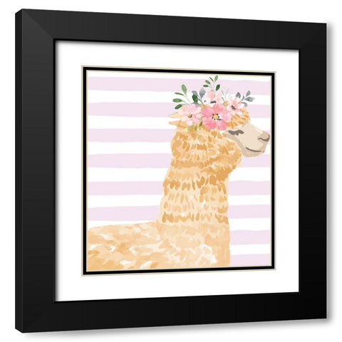Llama II Black Modern Wood Framed Art Print with Double Matting by ND Art