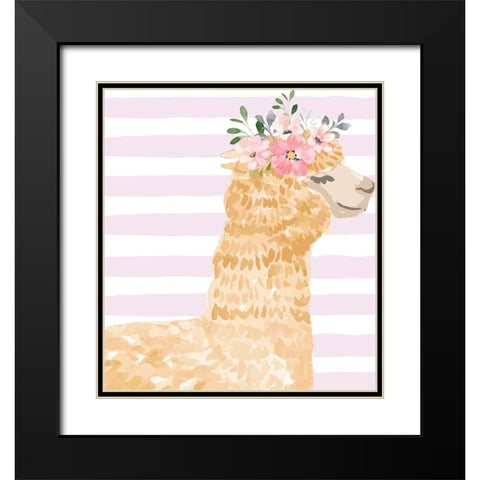 Llama II Black Modern Wood Framed Art Print with Double Matting by ND Art