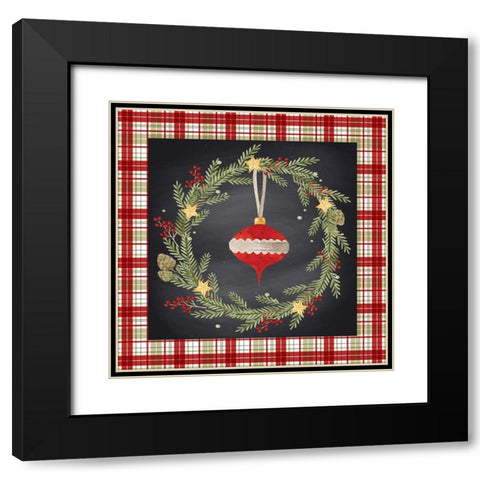 Christmas Ornament Black Modern Wood Framed Art Print with Double Matting by ND Art