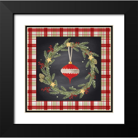 Christmas Ornament Black Modern Wood Framed Art Print with Double Matting by ND Art