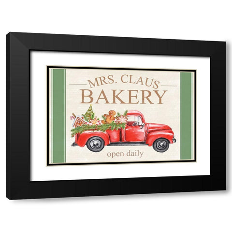 Mrs. Claus Bakery Black Modern Wood Framed Art Print with Double Matting by ND Art