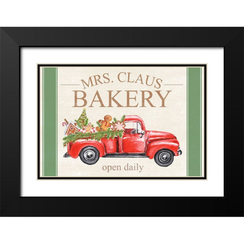 Mrs. Claus Bakery Black Modern Wood Framed Art Print with Double Matting by ND Art