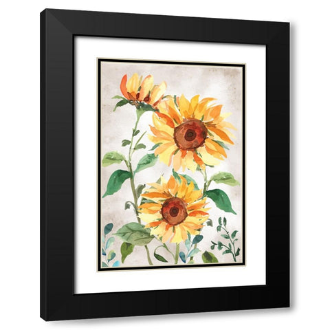 Sunflowers Black Modern Wood Framed Art Print with Double Matting by ND Art