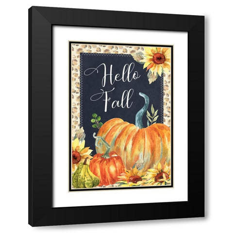 Hello Fall Black Modern Wood Framed Art Print with Double Matting by ND Art
