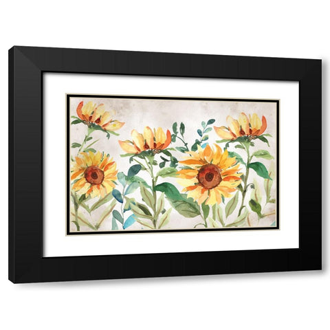 Sunflowers Black Modern Wood Framed Art Print with Double Matting by ND Art
