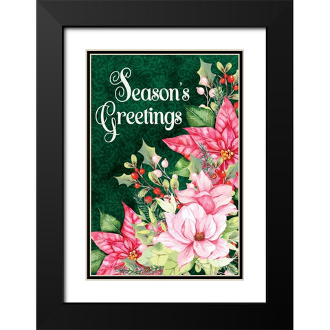 Seasons Greetings Black Modern Wood Framed Art Print with Double Matting by ND Art