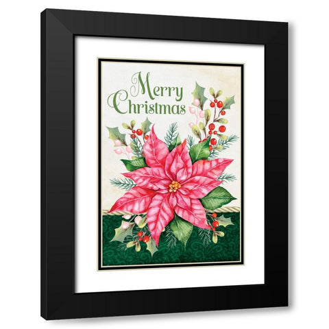 Merry Christmas Black Modern Wood Framed Art Print with Double Matting by ND Art