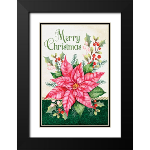Merry Christmas Black Modern Wood Framed Art Print with Double Matting by ND Art