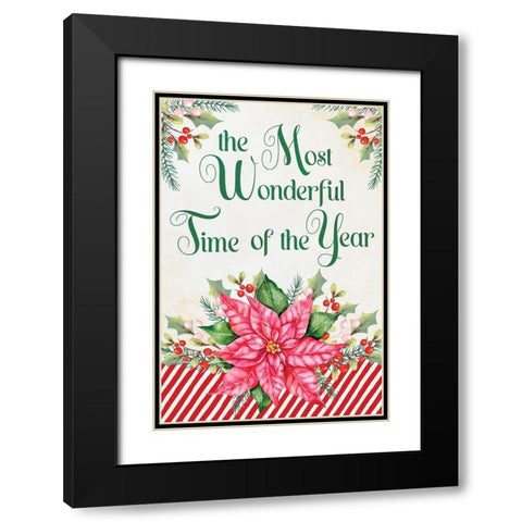 Wonderful Poinsettia Black Modern Wood Framed Art Print with Double Matting by ND Art