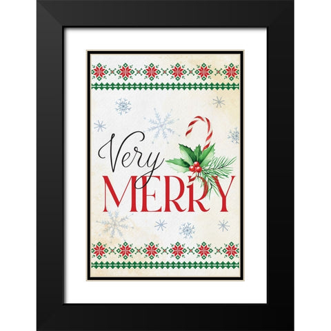 Very Merry Black Modern Wood Framed Art Print with Double Matting by ND Art