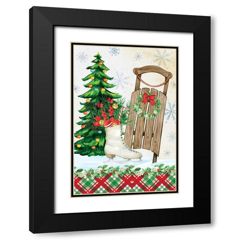 Sleigh Black Modern Wood Framed Art Print with Double Matting by ND Art