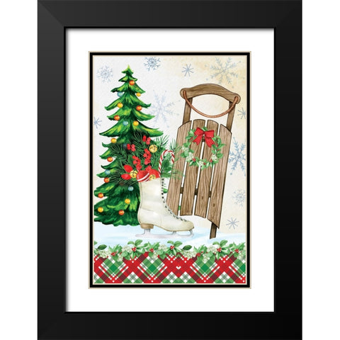 Sleigh Black Modern Wood Framed Art Print with Double Matting by ND Art
