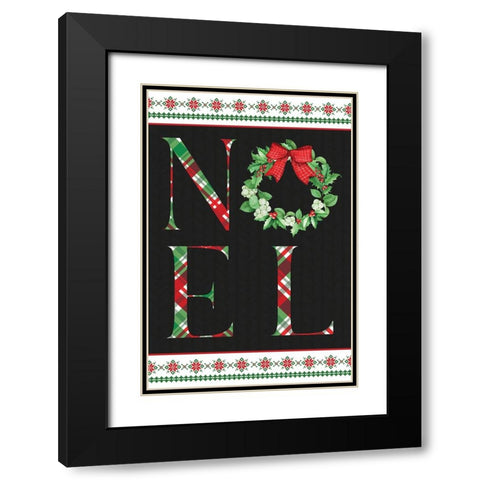 Noel Wreath Black Modern Wood Framed Art Print with Double Matting by ND Art
