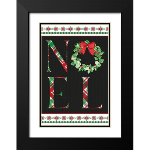 Noel Wreath Black Modern Wood Framed Art Print with Double Matting by ND Art