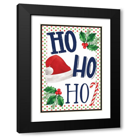 Ho Ho Ho Black Modern Wood Framed Art Print with Double Matting by ND Art