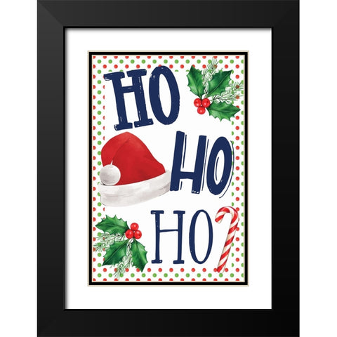 Ho Ho Ho Black Modern Wood Framed Art Print with Double Matting by ND Art