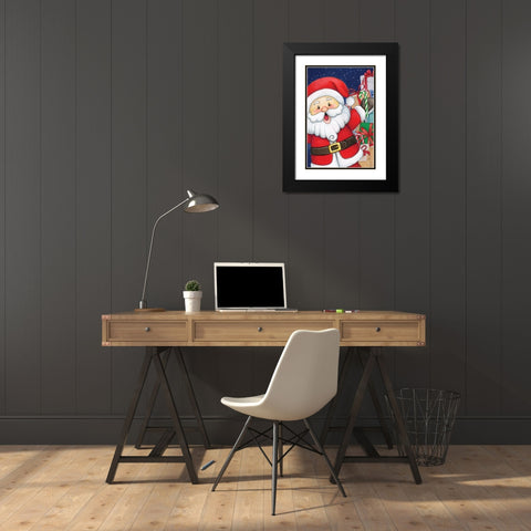 Santa Black Modern Wood Framed Art Print with Double Matting by ND Art
