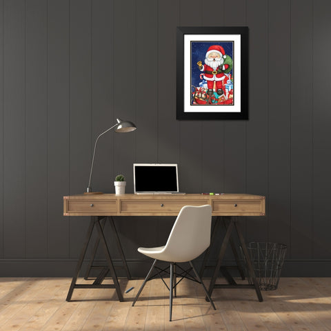 Santa II Black Modern Wood Framed Art Print with Double Matting by ND Art