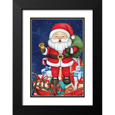 Santa II Black Modern Wood Framed Art Print with Double Matting by ND Art