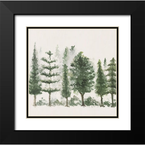 Trees Black Modern Wood Framed Art Print with Double Matting by ND Art