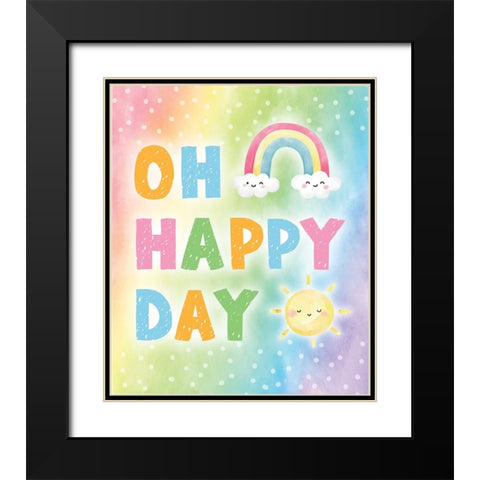 Oh Happy Day Black Modern Wood Framed Art Print with Double Matting by ND Art