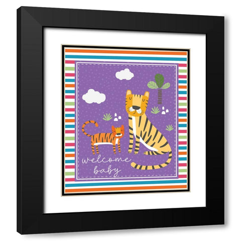 Welcome Baby Black Modern Wood Framed Art Print with Double Matting by ND Art