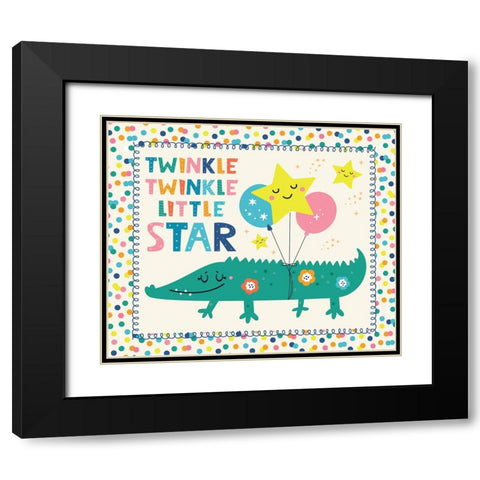 Twinkle Twinkle Black Modern Wood Framed Art Print with Double Matting by ND Art